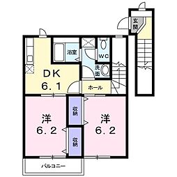 ニューセンチュリースクゥエアーB 2DKの間取図画像