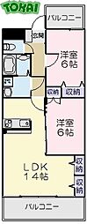 マイタウン松阪 2LDKの間取図画像