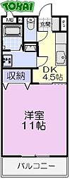 ビスィクレッタ 1階1DKの間取り