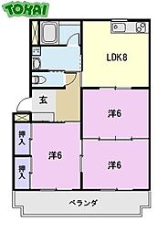 エステート8 2階3LDKの間取り