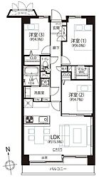 ツインシティ壱番館エトランズ東砂 3LDKの間取図画像