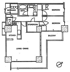 プラウドタワー東雲キャナルコート 2SLDKの間取図画像