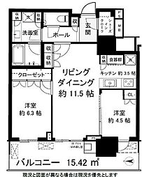 HARUMI FLAG SEA VILLAGEA棟 2LDKの間取図画像