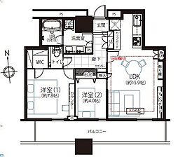 クレストプライムタワー芝 2LDKの間取図画像