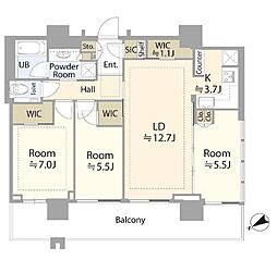 シティタワー新宿 3LDKの間取図画像