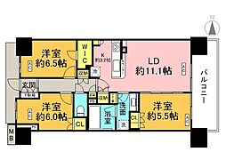 クレヴィア住吉 3LDKの間取図画像