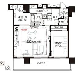 クロスエアタワー 2LDKの間取図画像