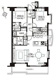 オーベル高田馬場 2LDKの間取図画像