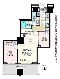 富久クロスコンフォートタワー 2SLDKの間取図画像
