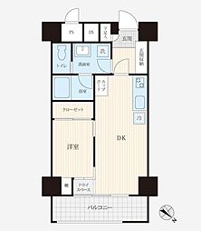 朝日中目黒マンション 1DKの間取図画像