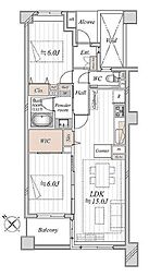 ファミールヒルズ目黒東山 2LDKの間取図画像