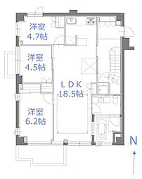松原フラット 3LDKの間取図画像