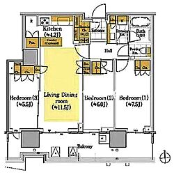 HARUMI FLAG SEA VILLAGEA棟 3LDKの間取図画像