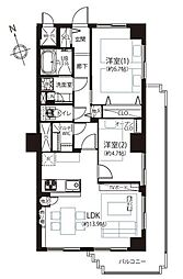 スカイ・エスタ 2LDKの間取図画像