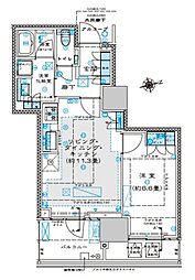 プラウドタワー芝浦 1LDKの間取図画像