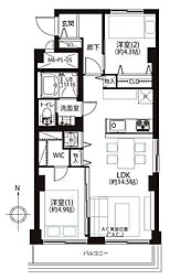 メイゾン牛込 2LDKの間取図画像