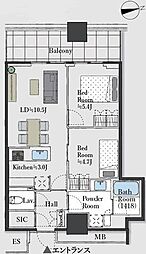 WORLD TOWER RESIDENCE 2LDKの間取図画像