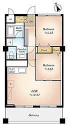 シャルマン築地明石町 2LDKの間取図画像