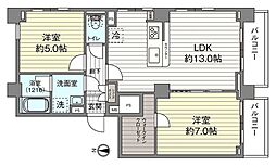中銀八丁堀マンシオン 2LDKの間取図画像