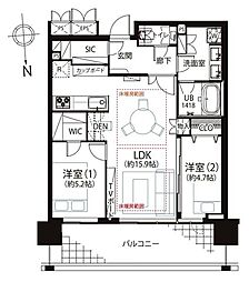 パークホームズ南麻布ザレジデンス 2LDKの間取図画像