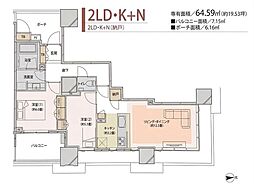 ドゥ・トゥールEAST棟 2LDKの間取図画像