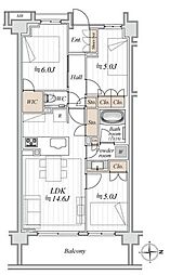 パークナード経堂 3LDKの間取図画像