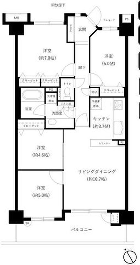 2階部分のリフォーム4LDK。南西向き+目の前は田園風景の開放感ある眺望!食器洗浄機など設備も充実です。