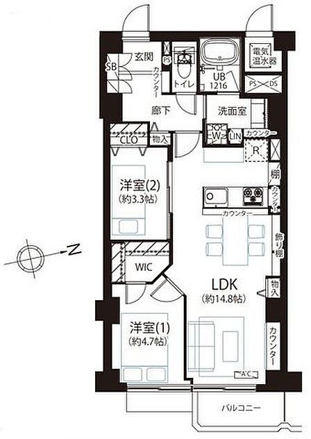 会話をしながらお料理が楽しめる人気の対面式キッチン。各所に収納を設けており荷物が多い方も安心です。
