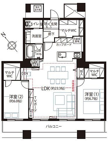間取り 晴海アイランドトリトンスクエアビュータワー 43階/4306