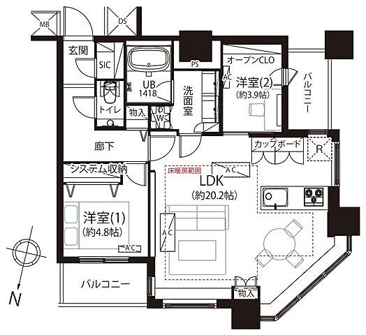 間取り カテリーナ三田タワースイートイーストアーク 28階/2808
