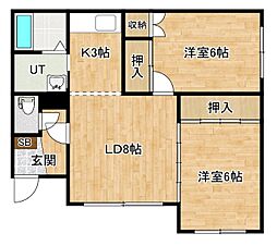 コーポなかよし 2LDKの間取図画像