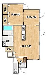 シュガーベイブ 2LDKの間取図画像
