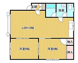 ハイツ南が丘B 2LDKの間取図画像