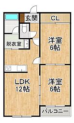 パークサイドサトウ 2LDKの間取図画像