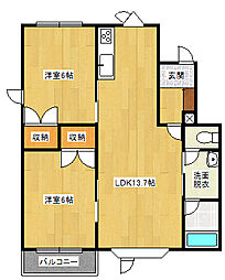 キャッスル 2LDKの間取図画像