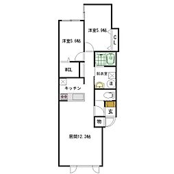 ateena11.21A 2LDKの間取図画像