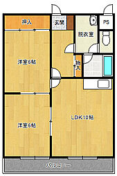 171マンションB棟 2LDKの間取図画像