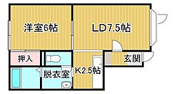 グッドラックコーポ 1LDKの間取図画像