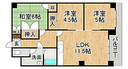 西岡ビルレジデンス西岡 3LDKの間取図画像