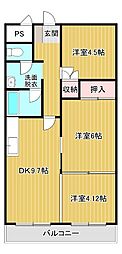 シャルム帯広 3DKの間取図画像