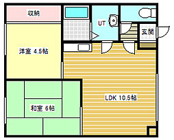 飛田ハイツA 2LDKの間取図画像