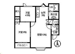 ウイング2 1LDKの間取図画像