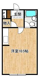 プランドール帯広西4条 ワンルームの間取図画像