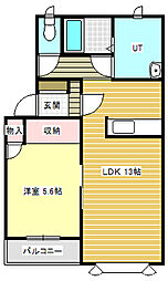 Fuji 1LDKの間取図画像
