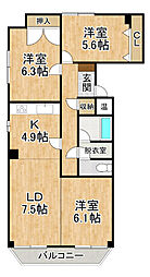 ホワイトパレス 3LDKの間取図画像