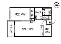 ピープル木野 1LDKの間取図画像