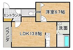 シュペル 1LDKの間取図画像