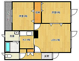キャスターヴィレッジノースウィング 2LDKの間取図画像
