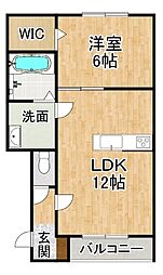 Ruby6 1LDKの間取図画像