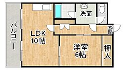 シャトー帯広 1LDKの間取図画像